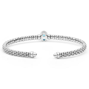 Two-Tone Swiss Blue Topaz Oval Mini Versa Torque Bracelet | 3mm