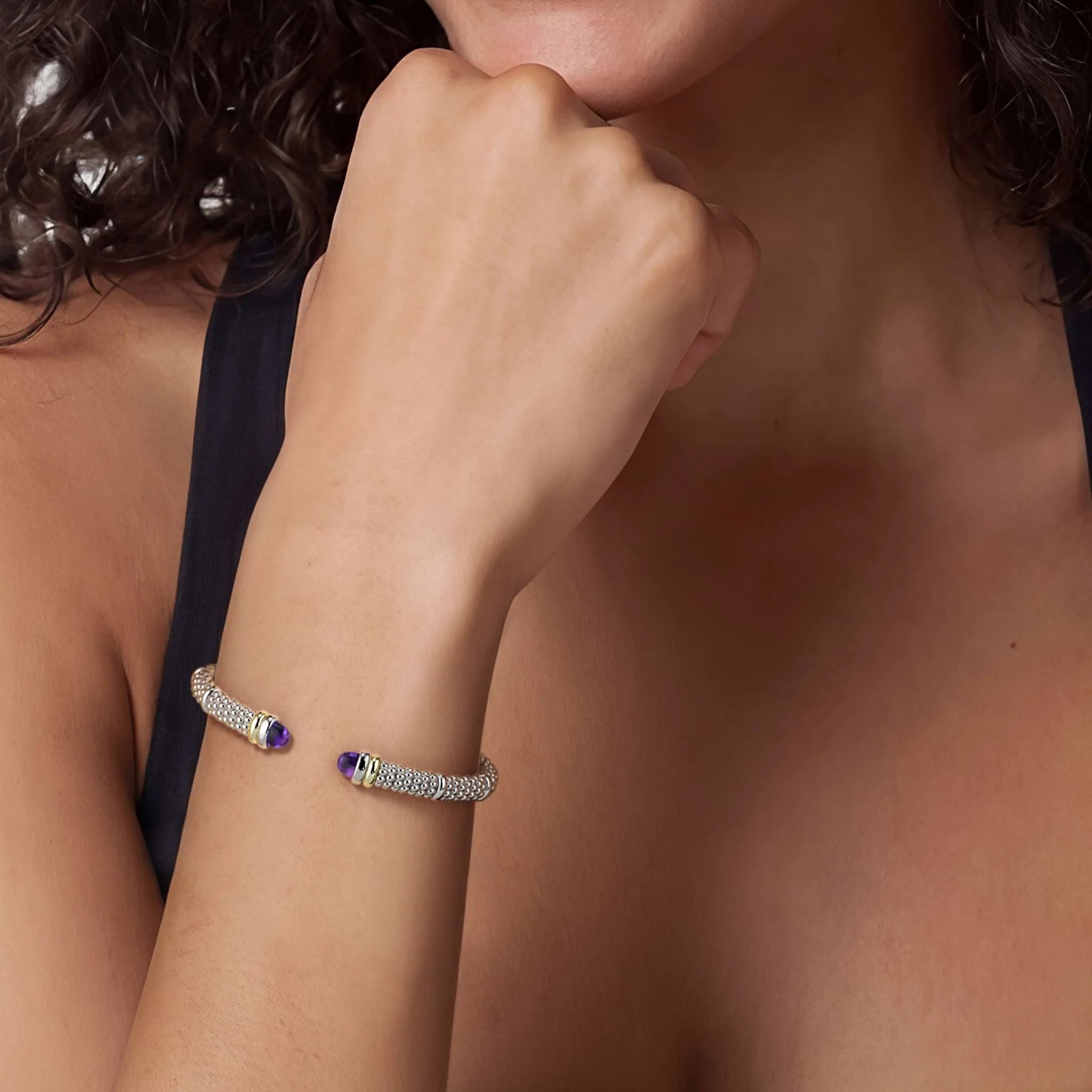 Two-Tone Amethyst Versa Torque Bracelet | 5mm