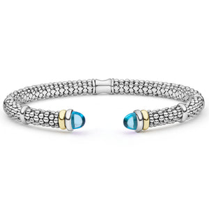 Two-Tone Swiss Blue Topaz Versa Torque Bracelet | 5mm