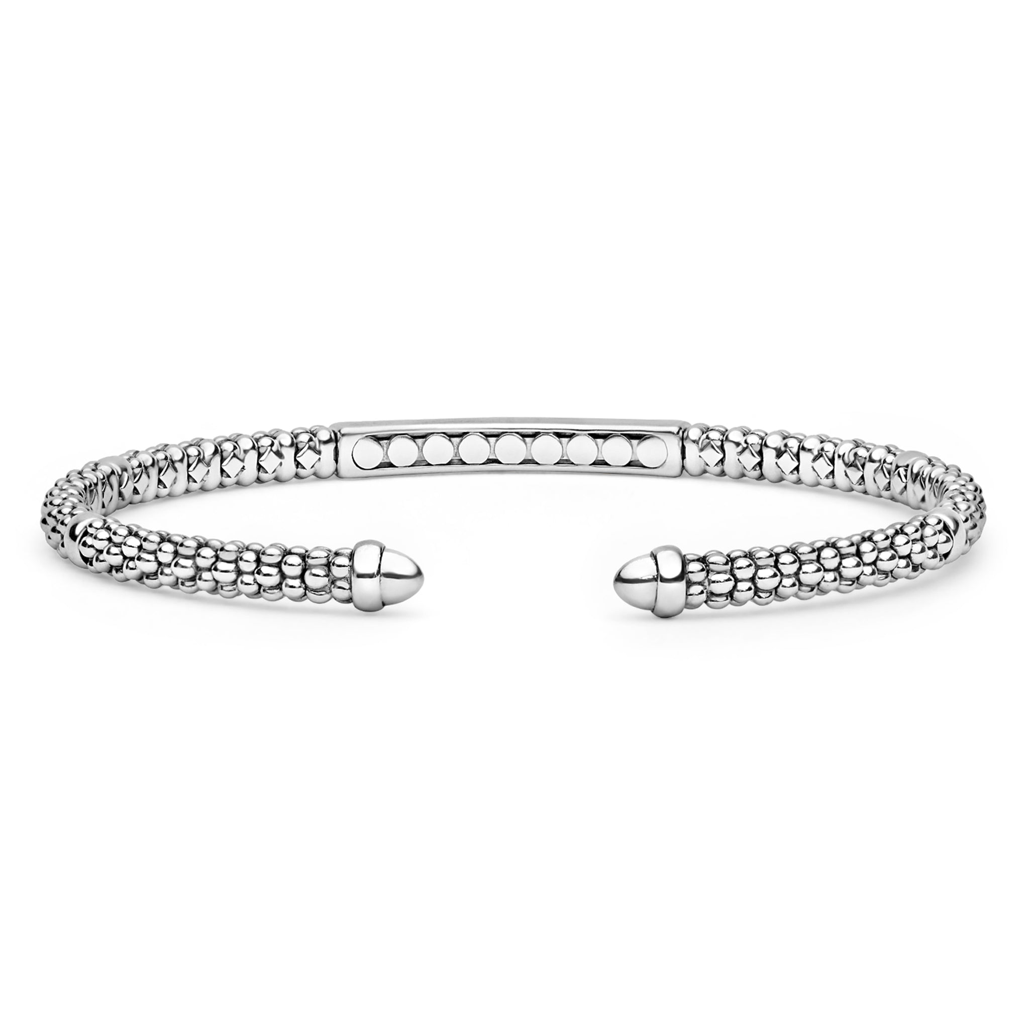 Sterling Silver Diamond Station Mini Versa Torque Bracelet | 3mm