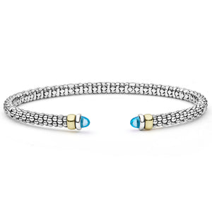 Two-Tone Swiss Blue Topaz Mini Versa Torque Bracelet | 3mm