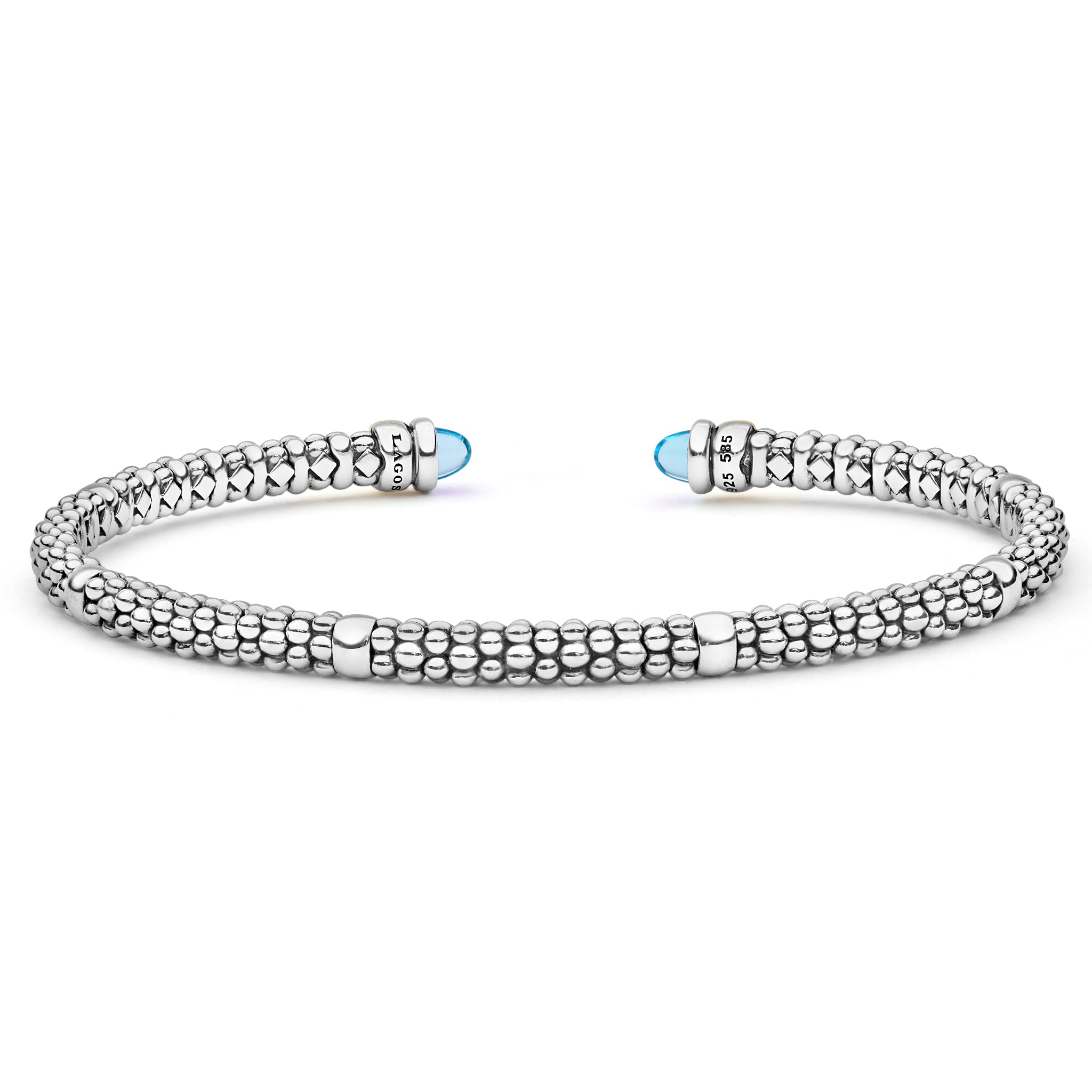 Two-Tone Swiss Blue Topaz Mini Versa Torque Bracelet | 3mm