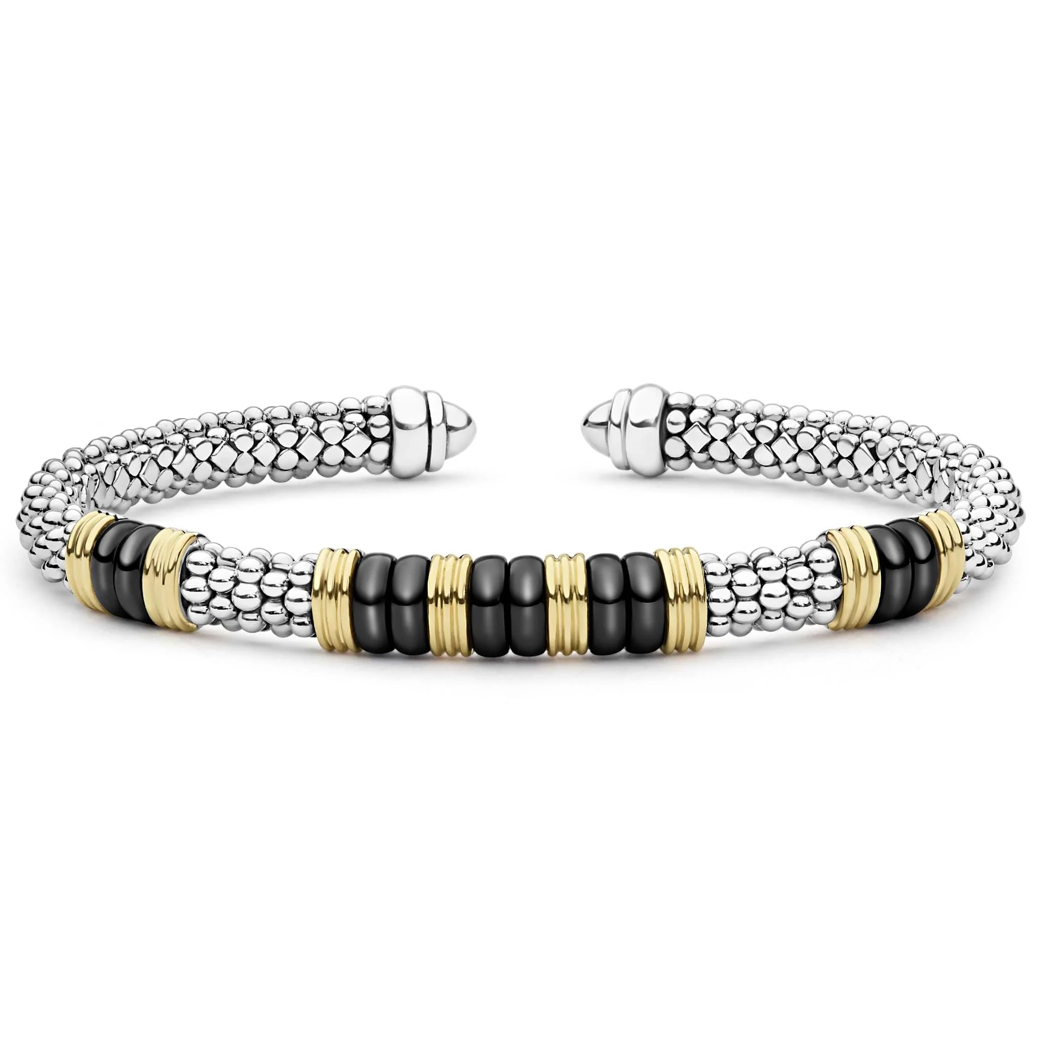 Two-Tone Five Station Black Ceramic Versa Torque Bracelet | 5mm