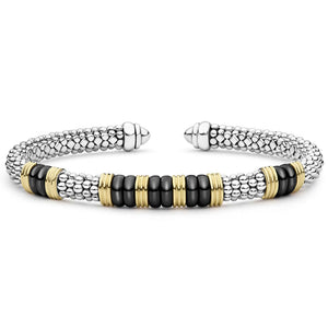 Two-Tone Five Station Black Ceramic Versa Torque Bracelet | 5mm