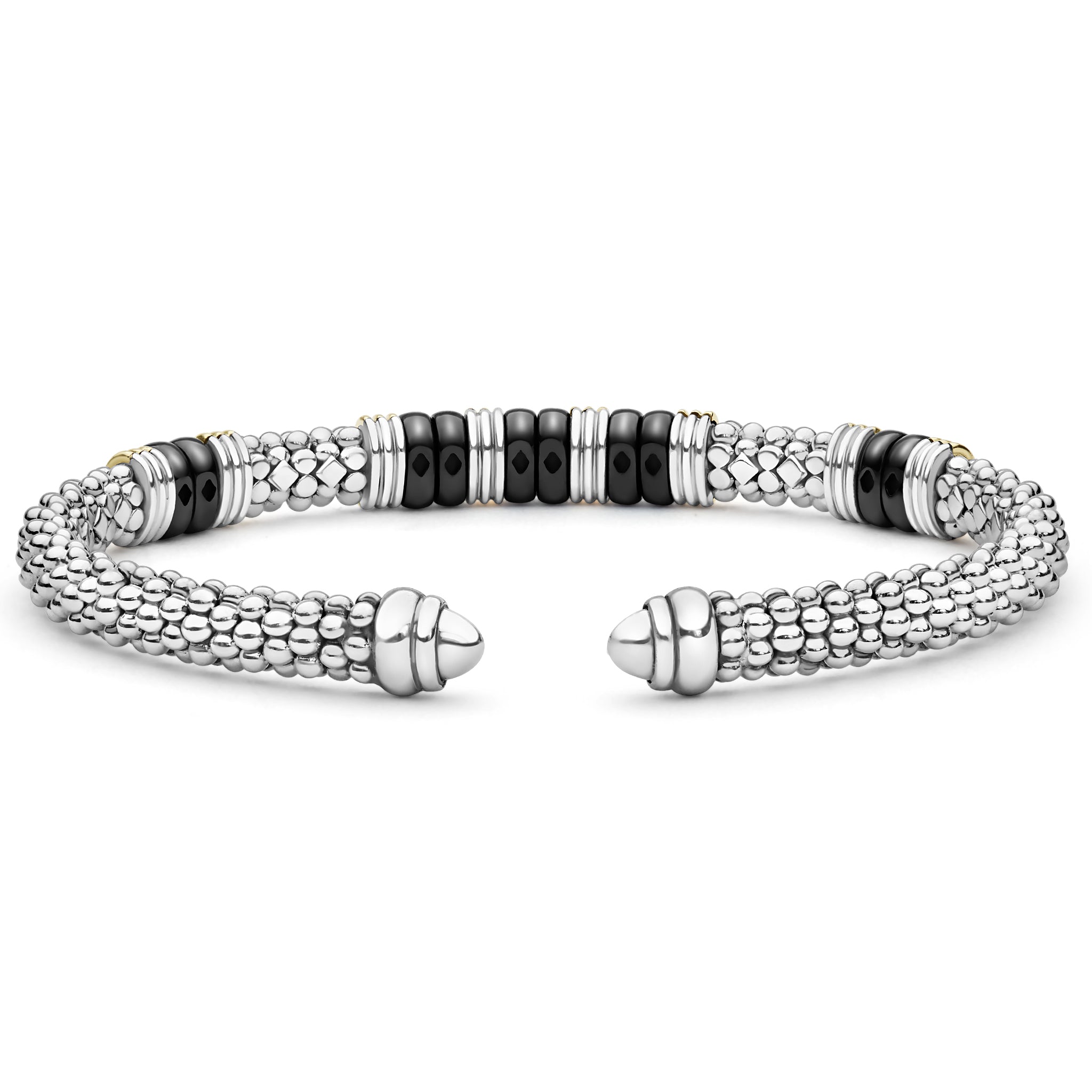 Two-Tone Five Station Black Ceramic Versa Torque Bracelet | 5mm