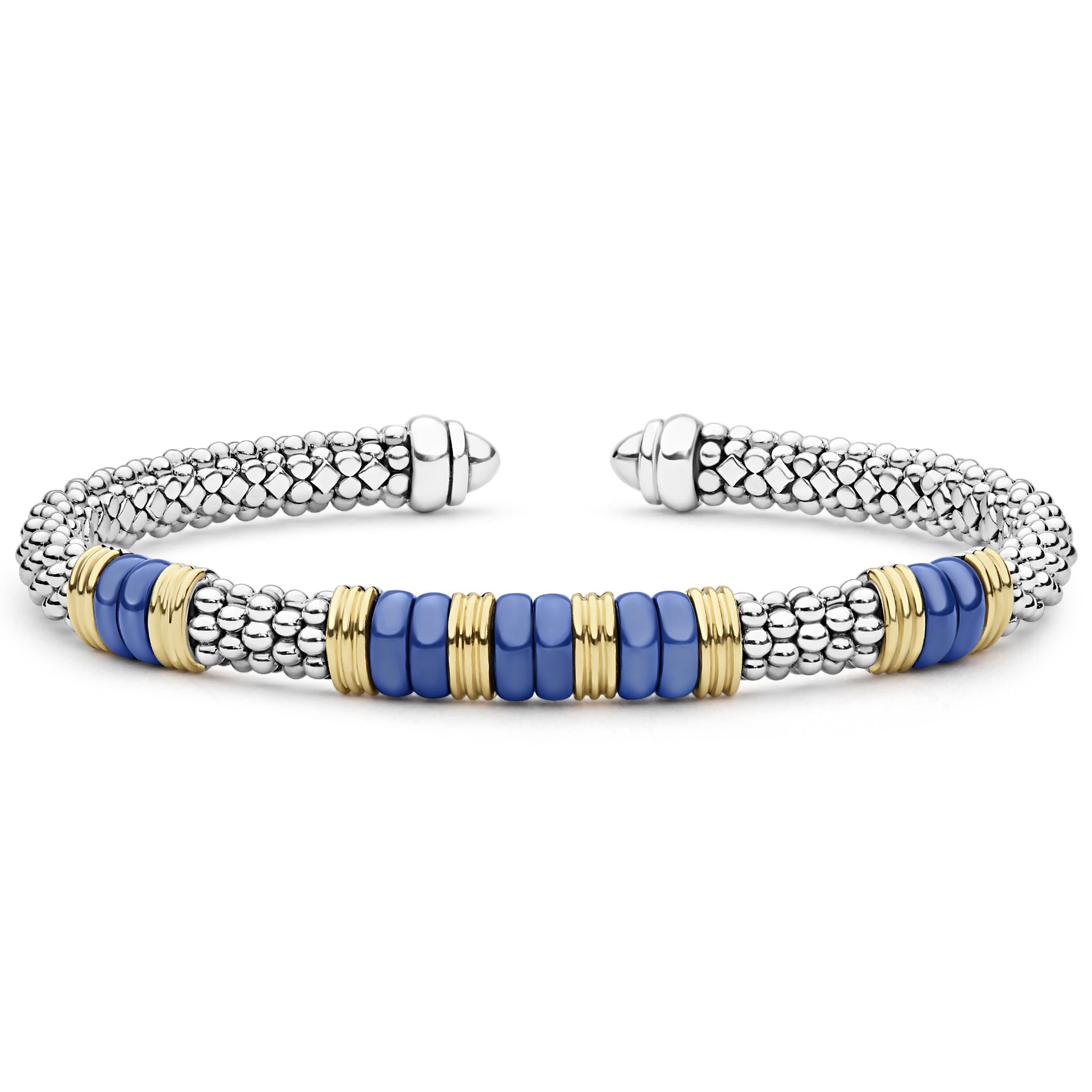 Two-Tone Five Station Ultramarine Ceramic Versa Torque Bracelet | 5mm