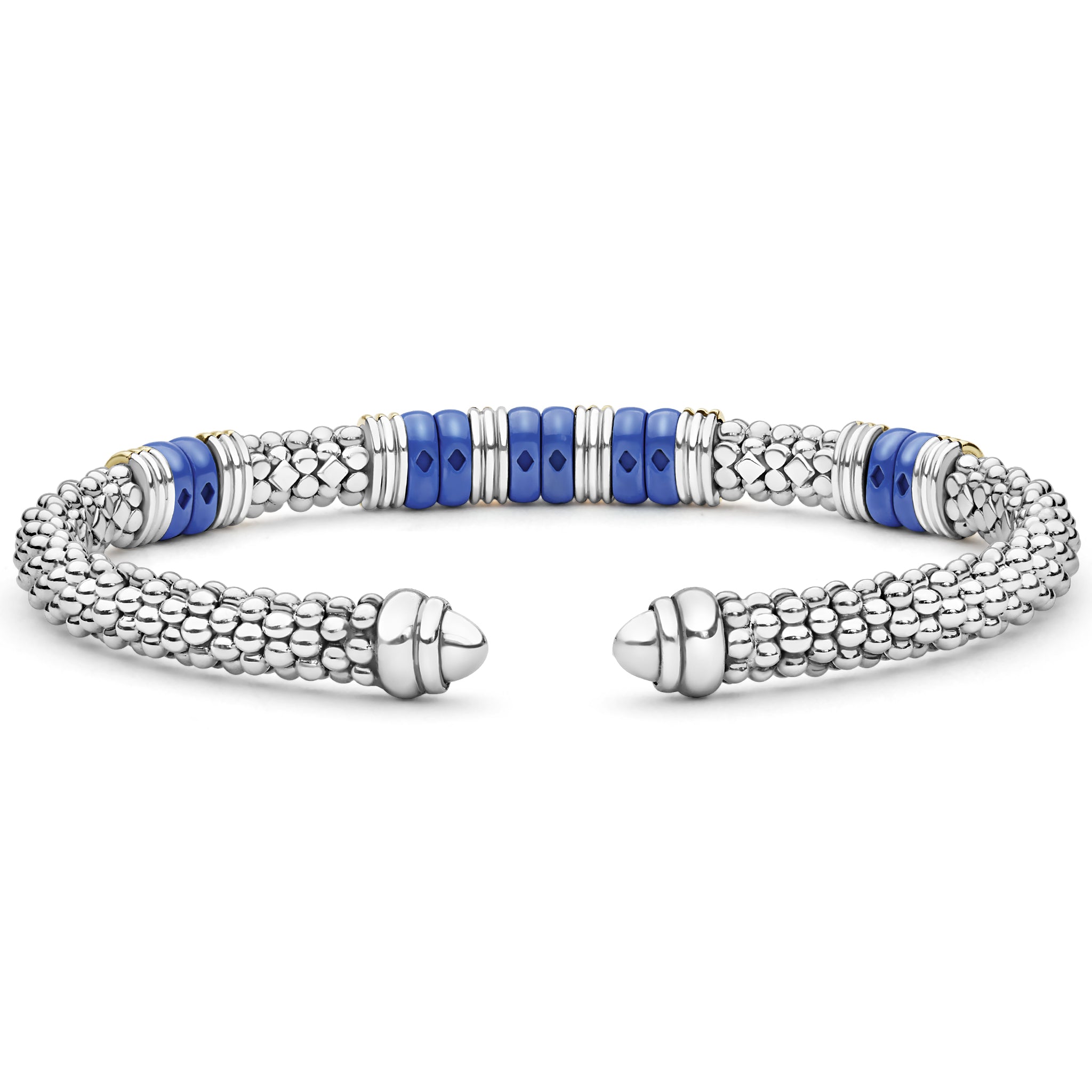 Two-Tone Five Station Ultramarine Ceramic Versa Torque Bracelet | 5mm