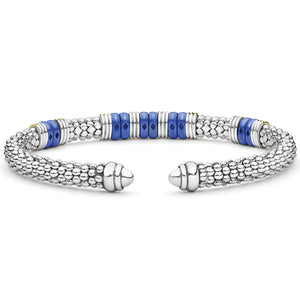 Two-Tone Five Station Ultramarine Ceramic Versa Torque Bracelet | 5mm