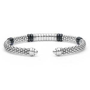 Two-Tone Diamond Station Black Ceramic Versa Torque Bracelet | 5mm