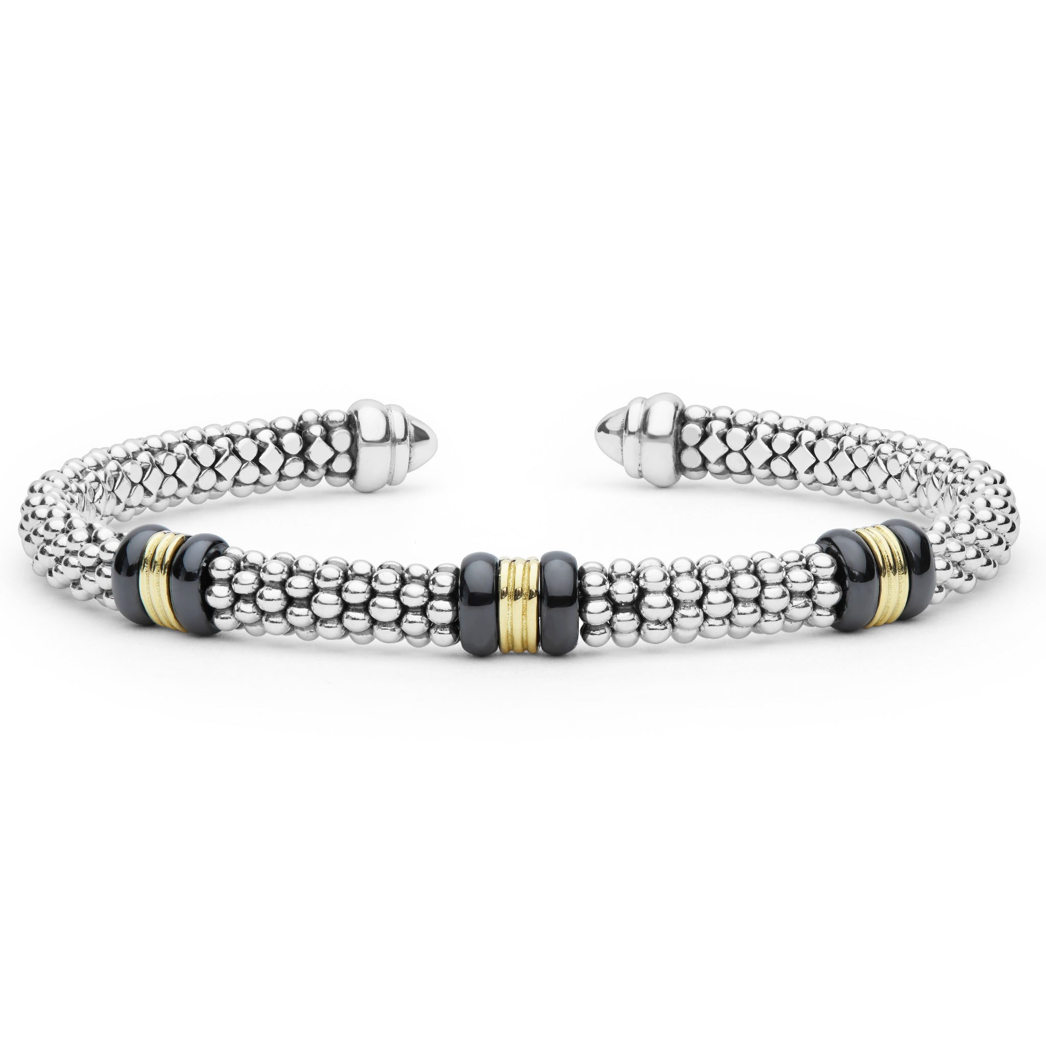 Two-Tone Three Station Black Ceramic Versa Torque Bracelet | 5mm