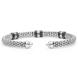 Two-Tone Three Station Black Ceramic Versa Torque Bracelet | 5mm