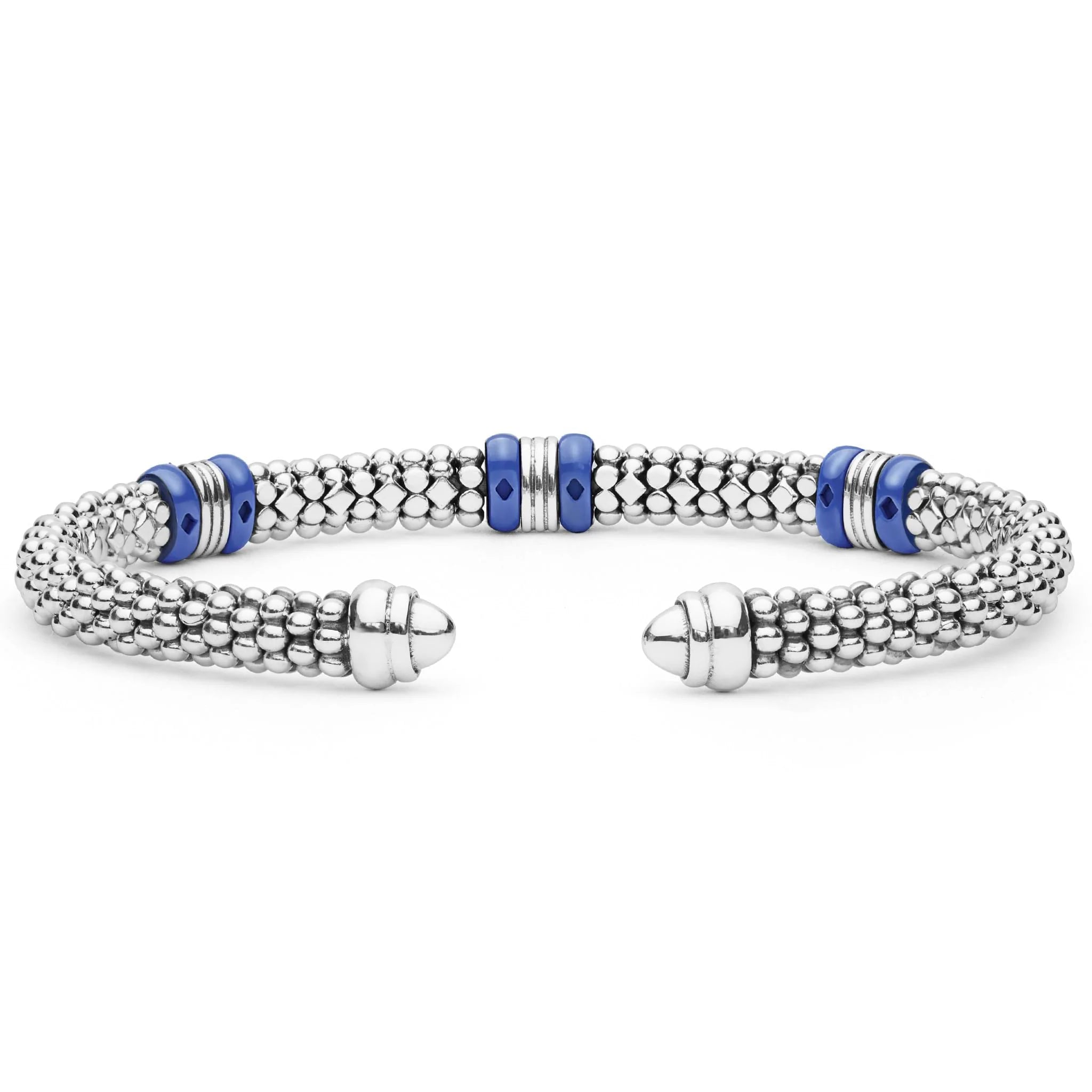 Two-Tone Three Station Ultramarine Ceramic Versa Torque Bracelet | 5mm
