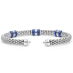 Two-Tone Three Station Ultramarine Ceramic Versa Torque Bracelet | 5mm