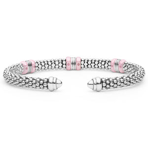 Two-Tone Three Station Pink Ceramic Versa Torque Bracelet | 5mm