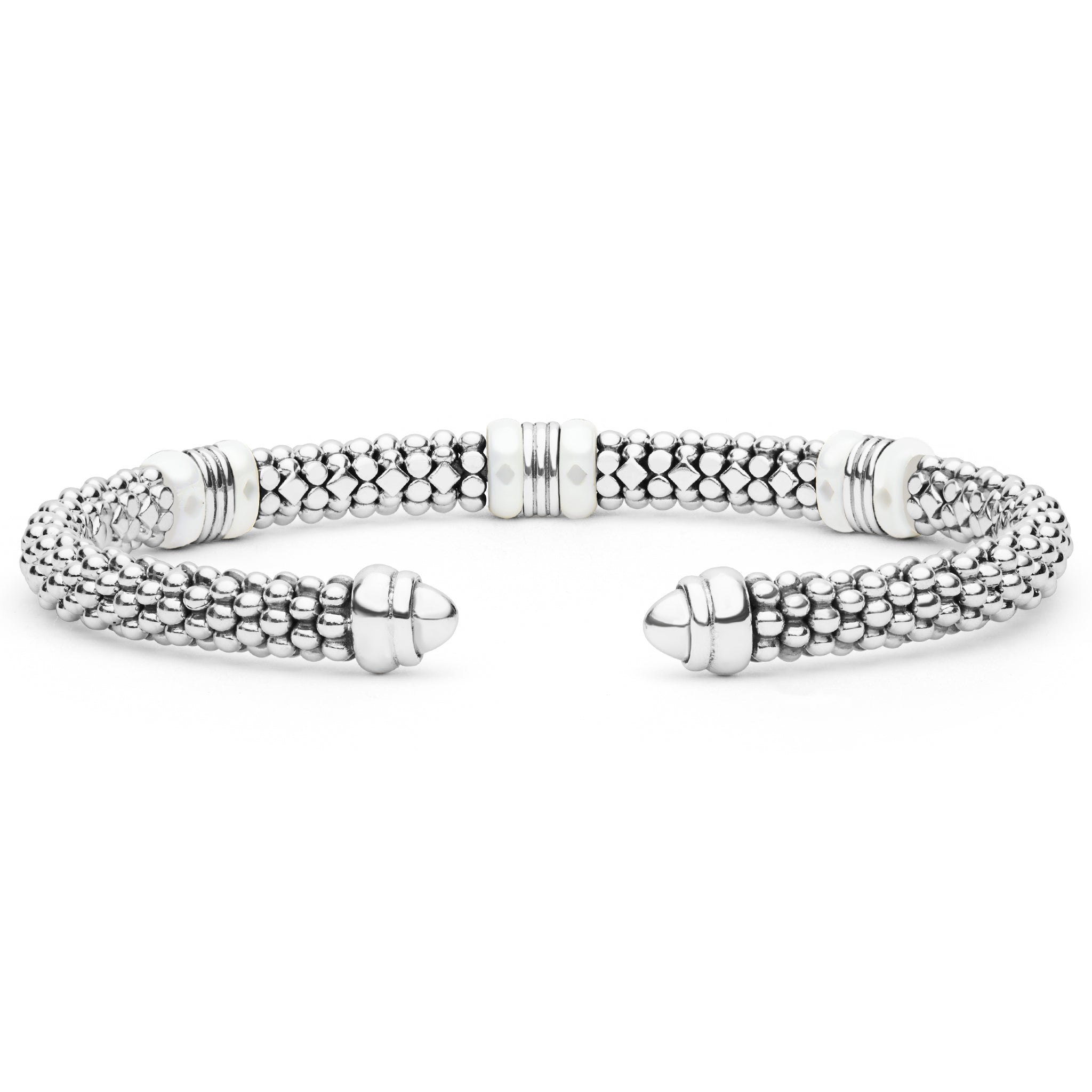 Two-Tone Three Station White Ceramic Versa Torque Bracelet | 5mm