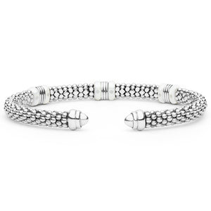 Two-Tone Three Station White Ceramic Versa Torque Bracelet | 5mm