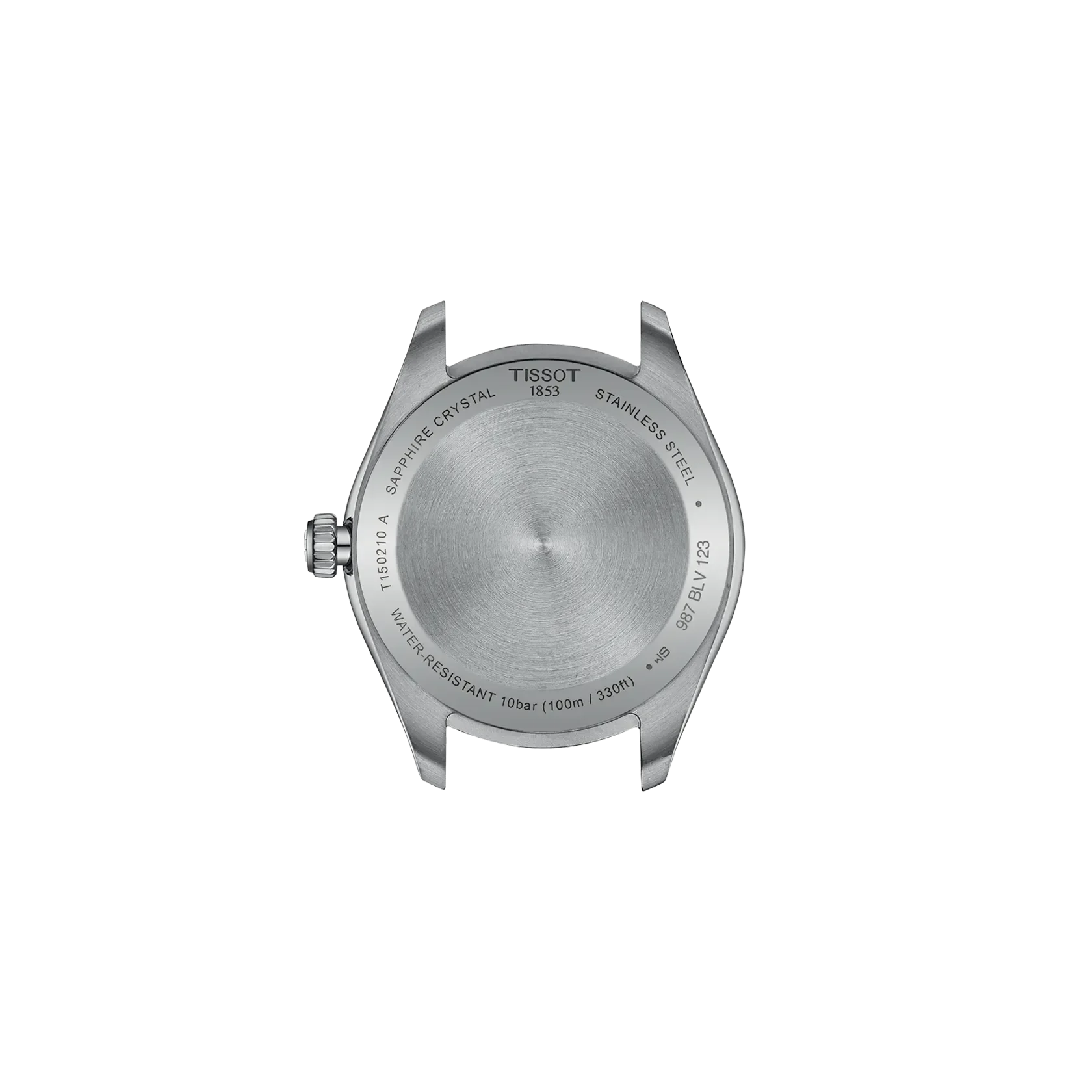 back of watch with Tissot branding on a white background