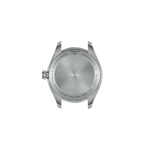back of watch with Tissot branding on a white background