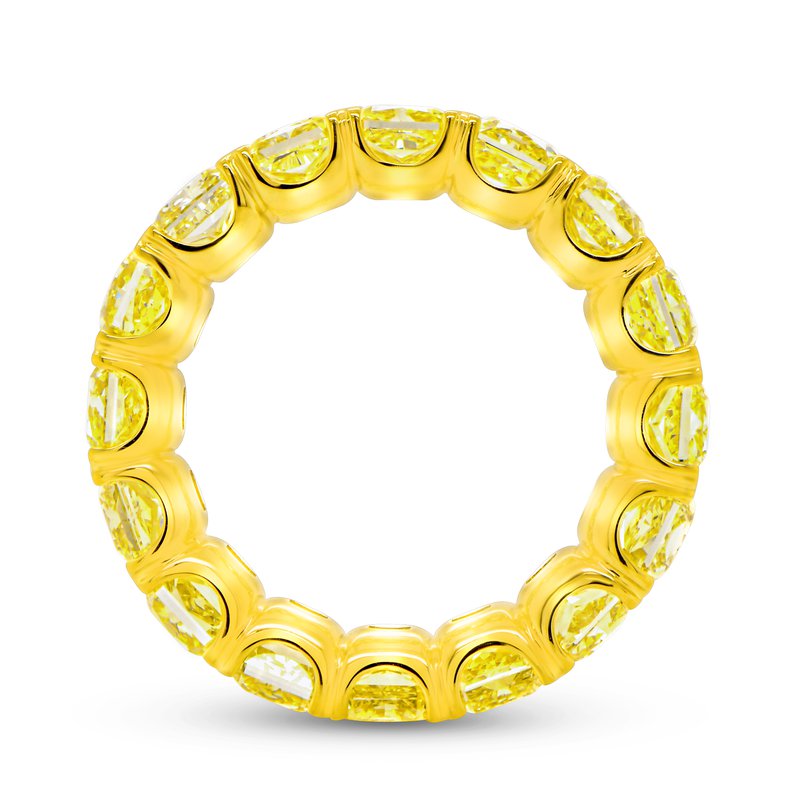 9.86ctw Eternity Radiant Fancy Yellow Diamond Anniversary Ring