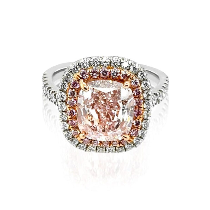 3.17ctw Pink Diamond Double Halo Ring