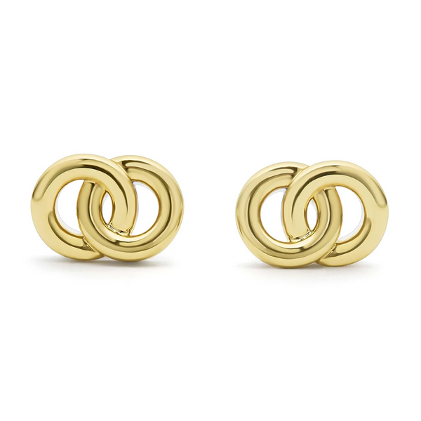 Two-Tone Interlocking Stud Earrings