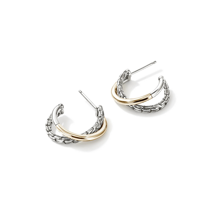 14K Gold and Sterling Silver Essential Crossover Hoop Earring | 20.5mm