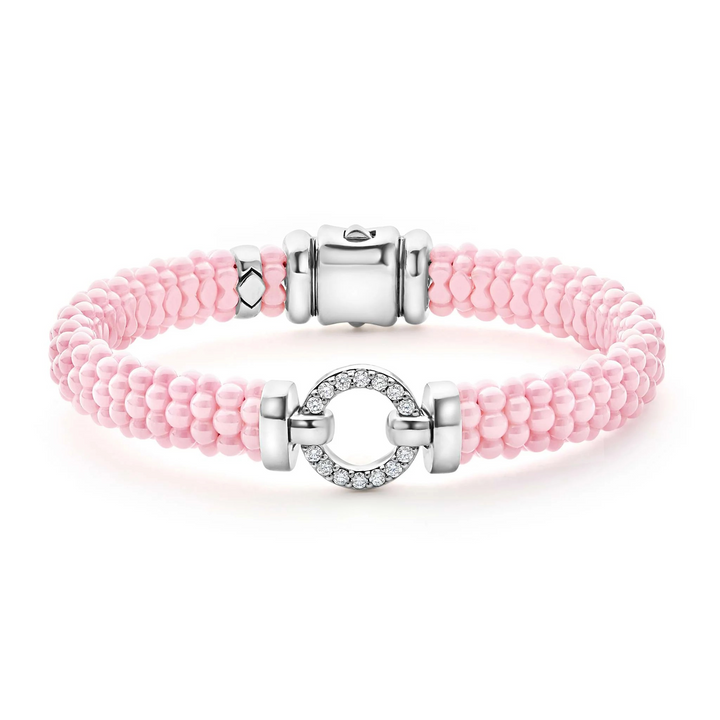 Pink Ceramic Diamond Circle Bracelet | 9mm