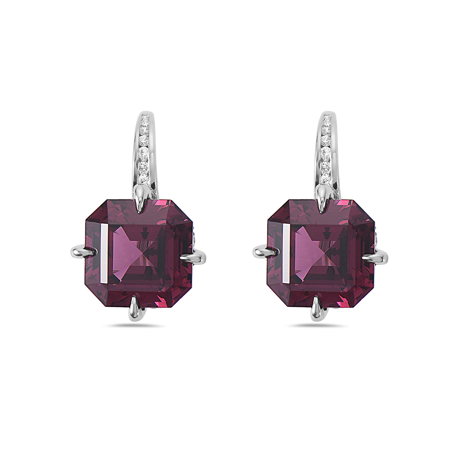 Diamond and Garnet Drop Earring