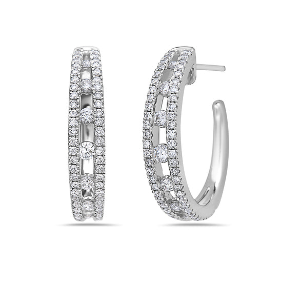 Floating Diamond Hoop Earrings