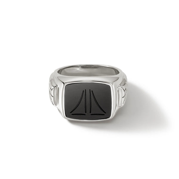 Black Onyx Carved Signet Ring