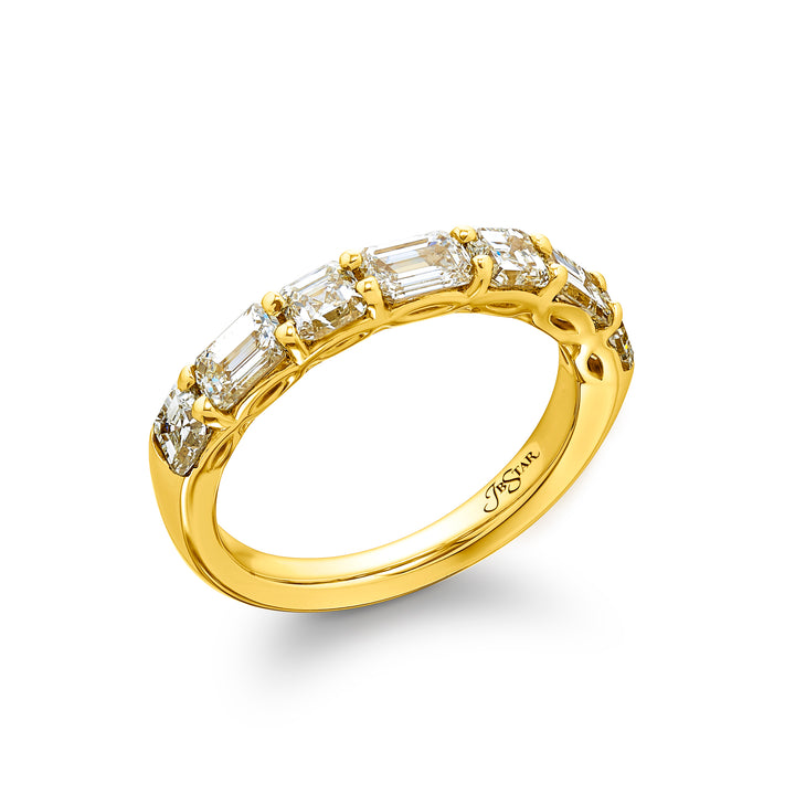 1.88ctw Square and Emerald Cut Diamond Band in 18K Gold
