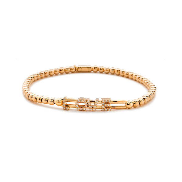 0.13ctw, 18K Pink Gold Tresore Stretch "LOVE" Bracelet