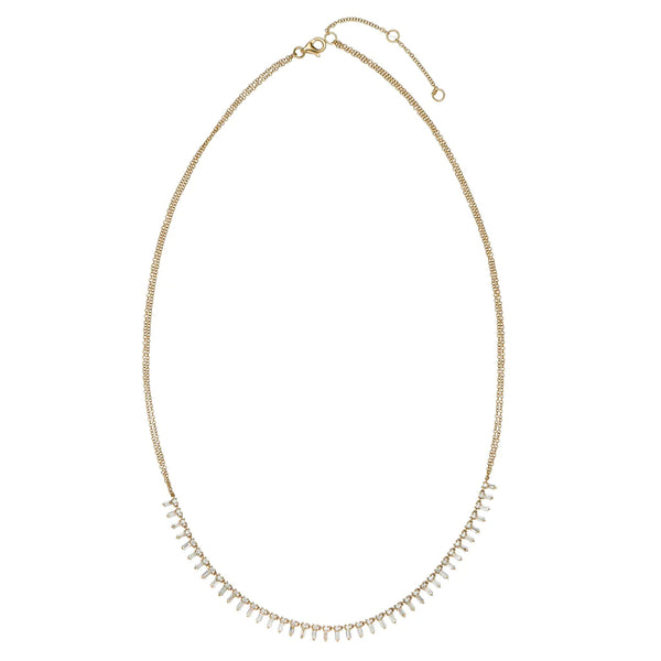 18K White Gold Zeena Baguette Diamond Necklace