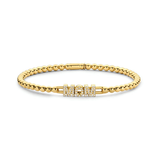 0.15ctw, 18K Yellow Gold MOM Tresore Stretch Bracelet