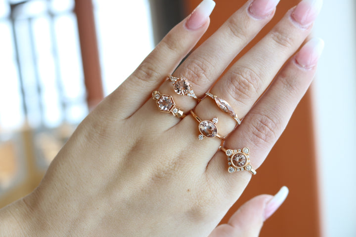 18K White and Rose Gold Diamond With Morganite Ring