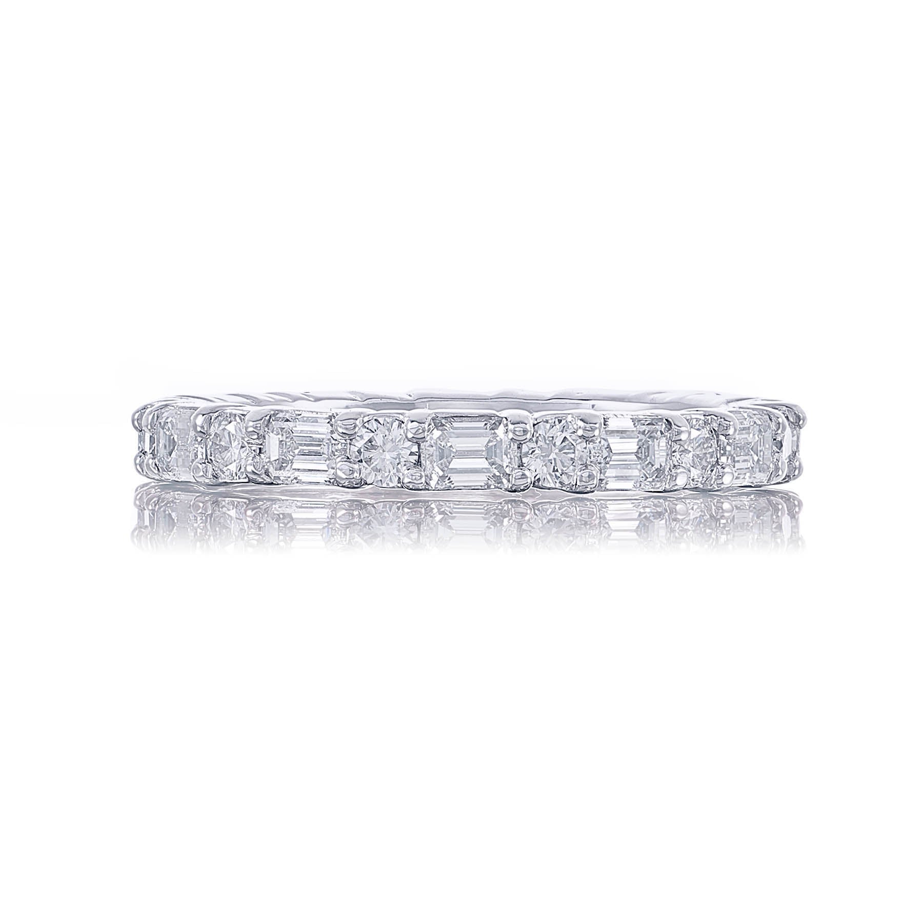 1.77ctw Emerald and Round Cut Diamond Band
