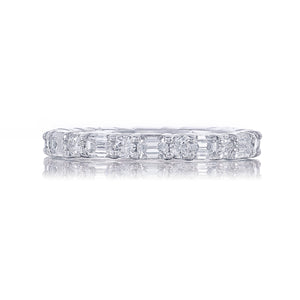 1.77ctw Emerald and Round Cut Diamond Band