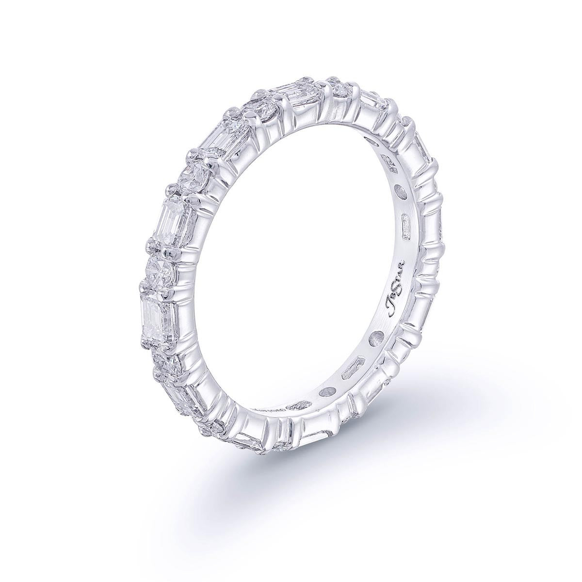 1.77ctw Emerald and Round Cut Diamond Band