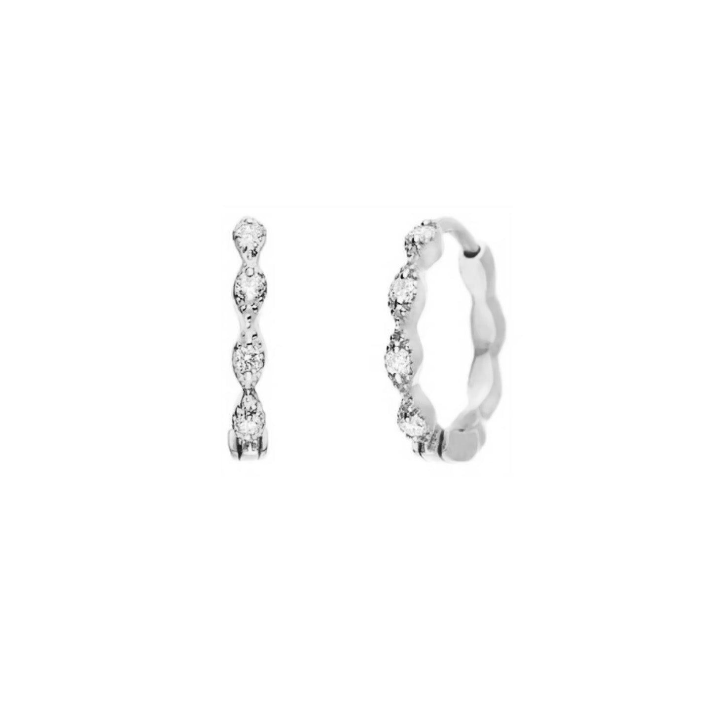 Eleanor White Diamond Huggie Earrings