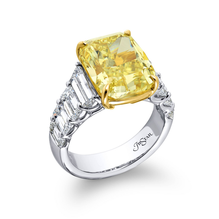 Fancy Yellow Cushion-cut and Emerald-cut Diamond Band