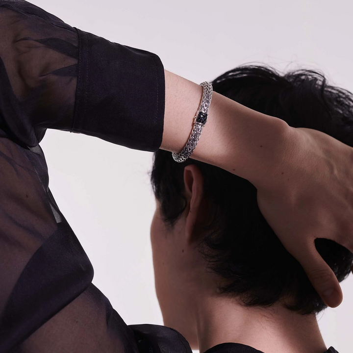 Sterling Silver and Black Sapphire Icon Bracelet