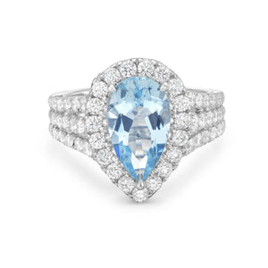 Triple Row Split Shank Aquamarine Ring