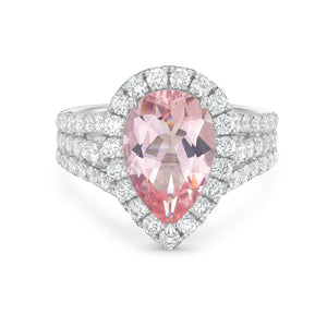 Triple Row Split Shank Morganite Ring