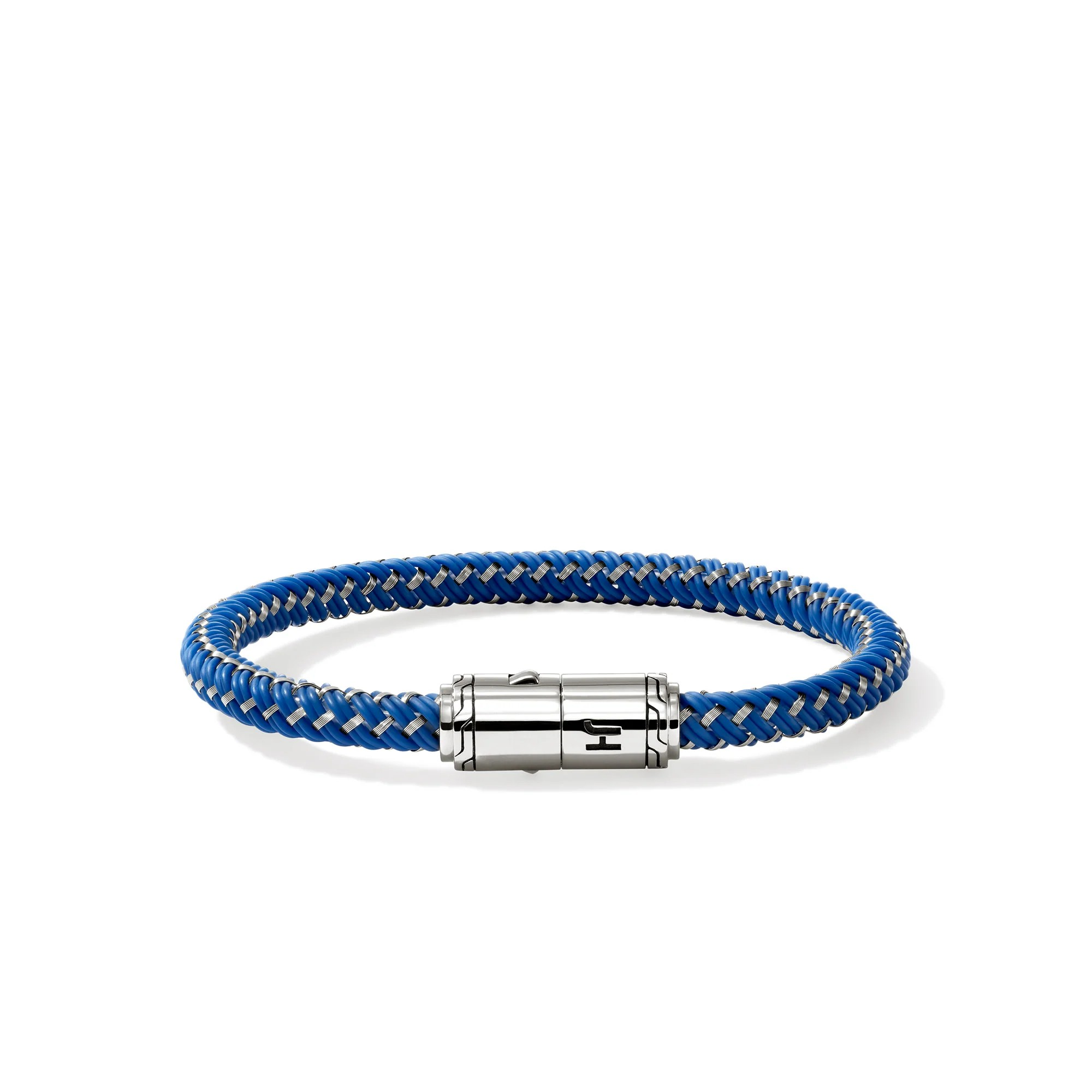 Sterling Silver & Blue Rubber Cord Bracelet