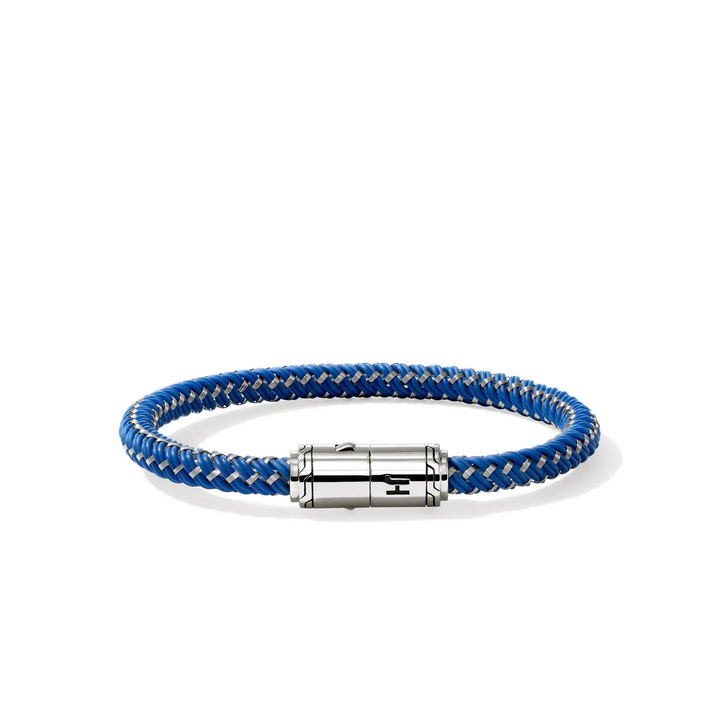 Sterling Silver & Blue Rubber Cord Bracelet