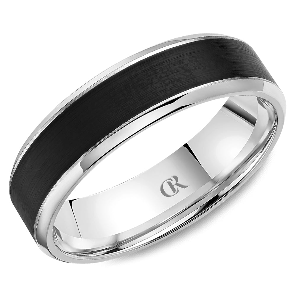 Black Enamel With 10K White Gold Polished Edges