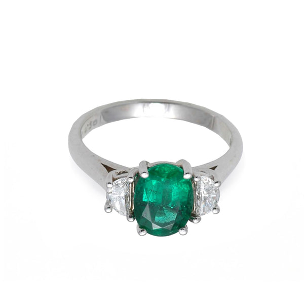 Platinum Diamond Emerald Ring
