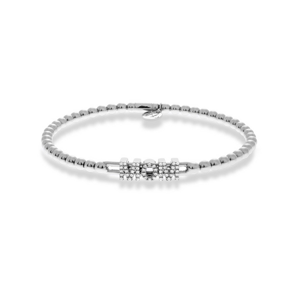 0.20ctw, 18K White Gold MOM Tresore Stretch Bracelet