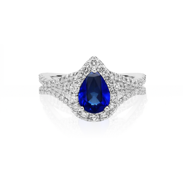 14K White Gold Diamond Sapphire Ring