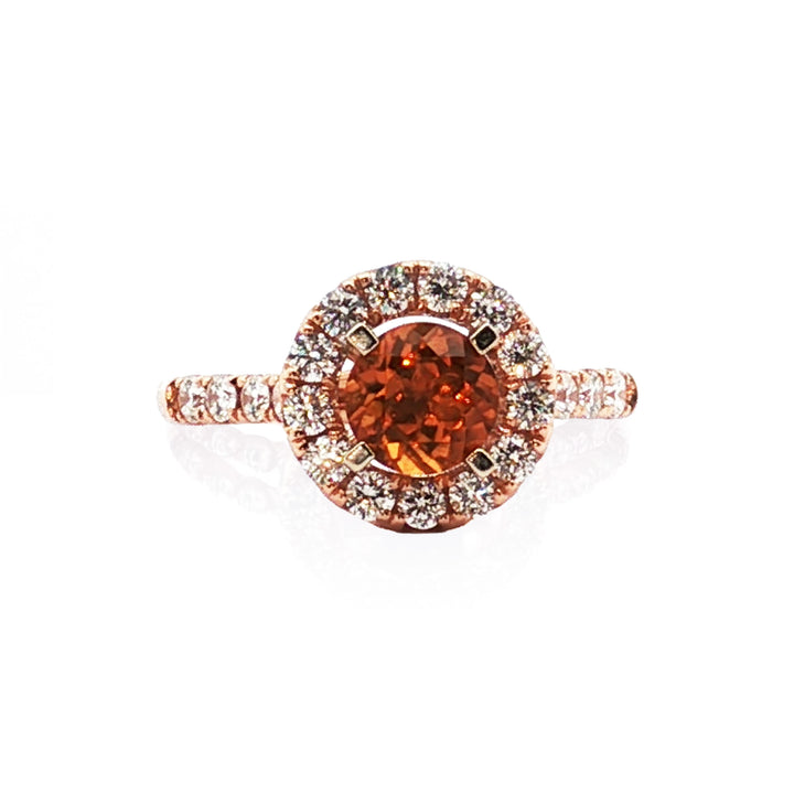 14K Rose Gold Diamond Halo Citrine Ring